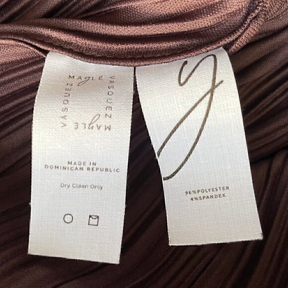 Mayle Vasquez Cienaga Dress Brown XS Pleated Wrap Mini Cutout Boho Chic - Picture 6 of 7